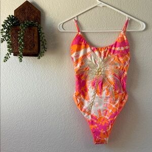 Maaji Pink and Orange Floral One Piece Swimsuit